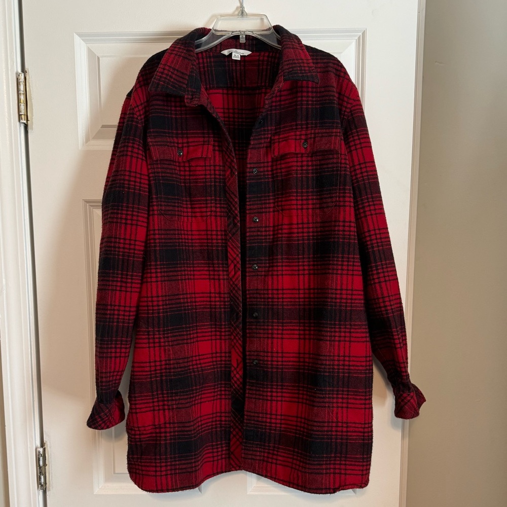 L.L. Bean Signature Women’s Red and Black Chamois Tunic